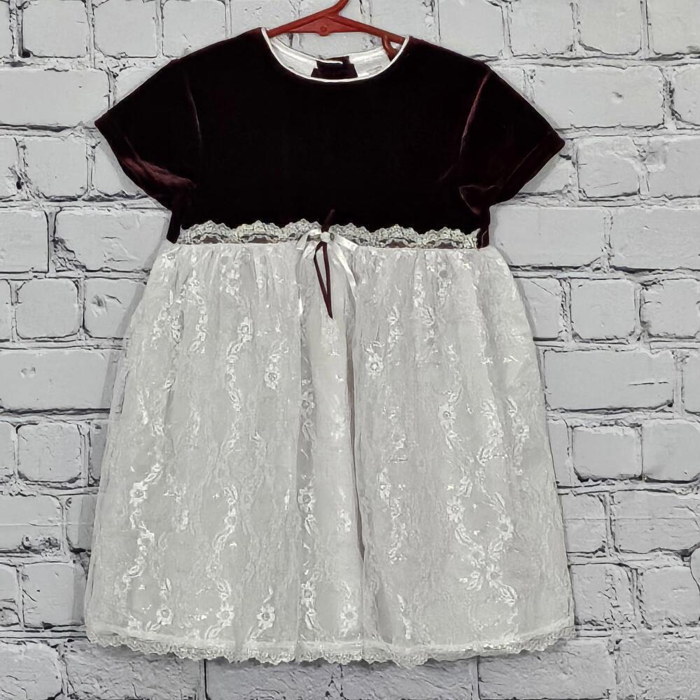 2/$20 Girls Rose Cottage Red White Dress Size 4T | Toddler Party Dress